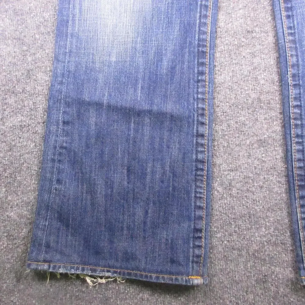 Vintage True Religion Jeans Mens 34x30 Blue Leather Horseshoe Distressed USA